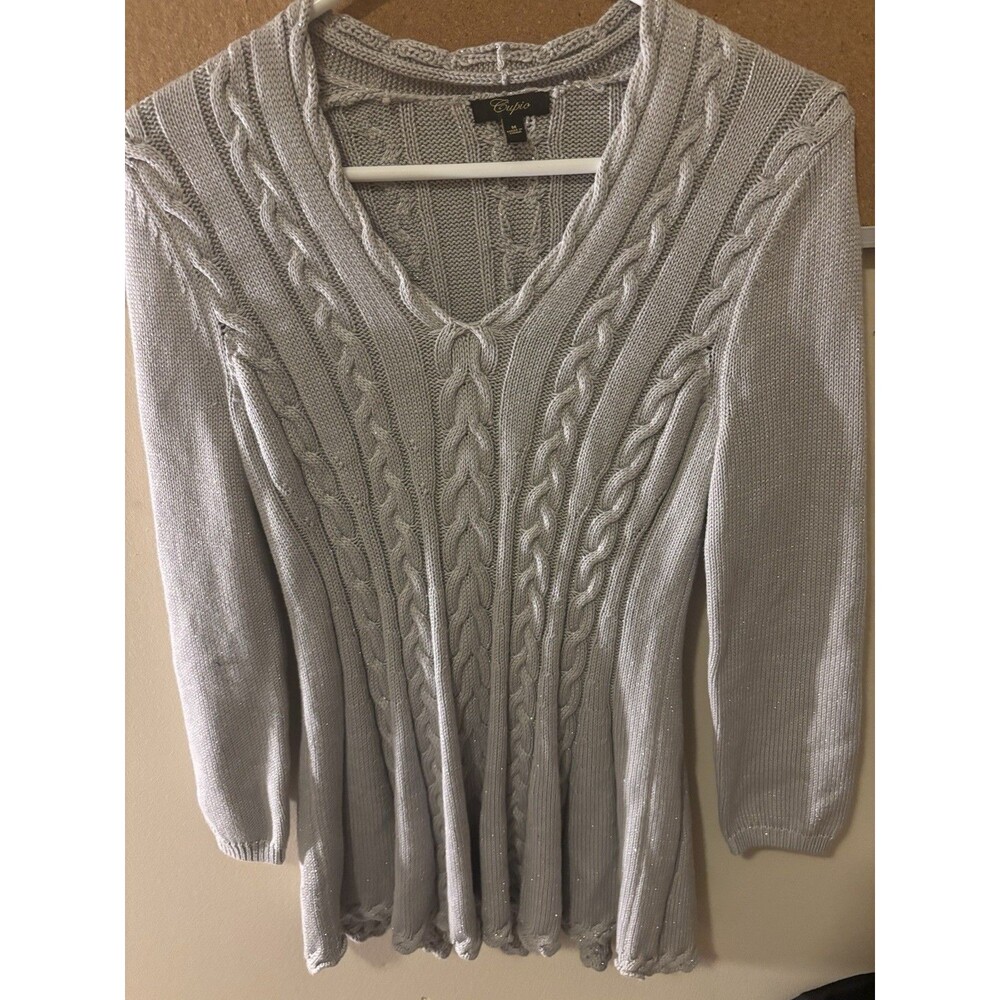 Cupio Gray Shimmer Sweater Size Medium NWT